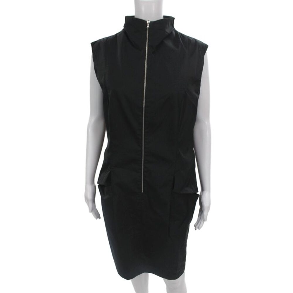 Lida Baday Women Jacket Dress Black Mock Neck Sleeveless Zip Size 12